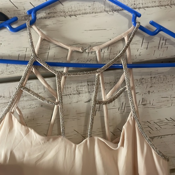 Beaded neckline blush dress - Picture 2 of 5